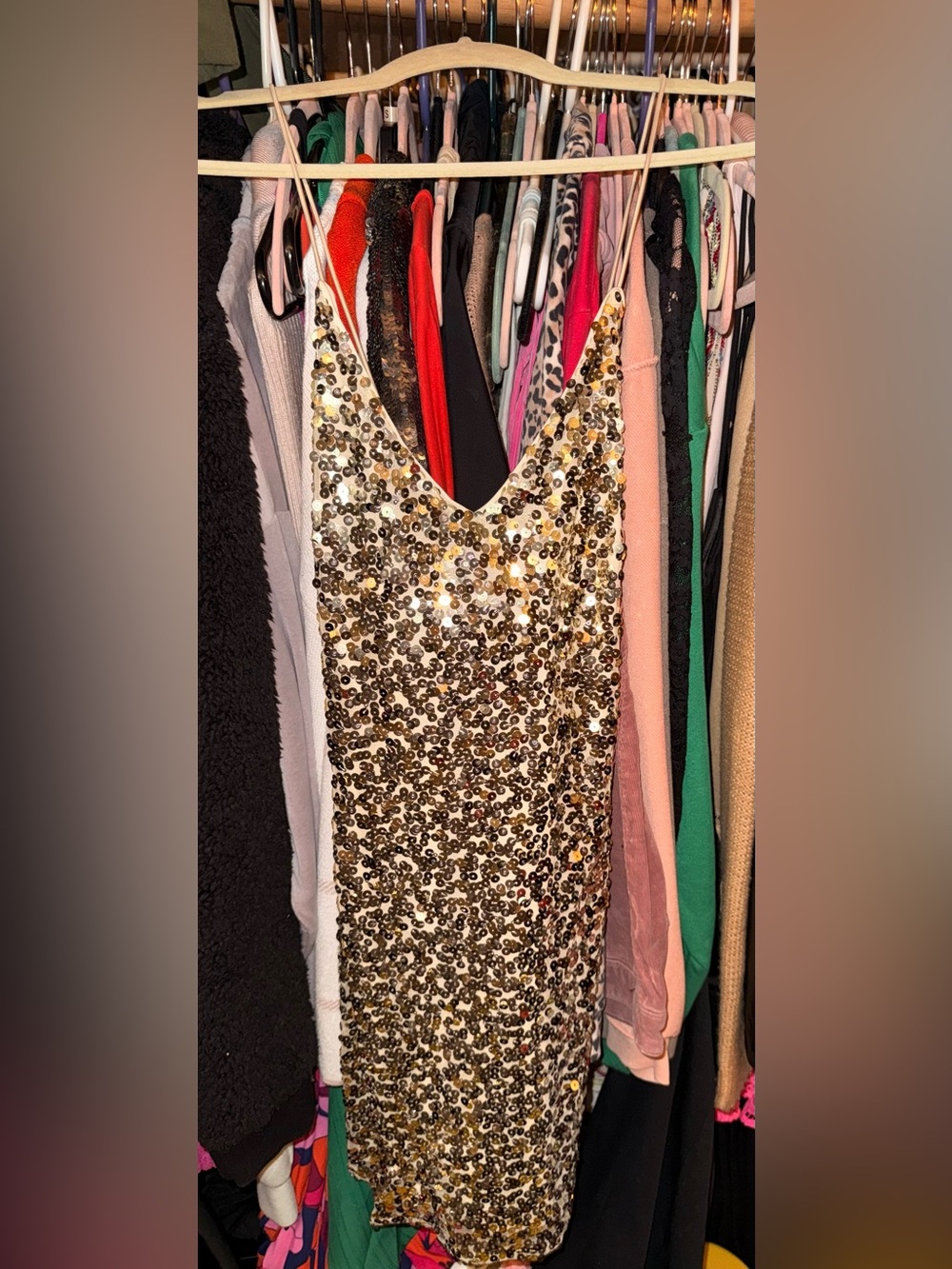 Lulu's Gold Sequin Slip Prom Dress